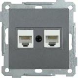 IEK Розетка 2-местная компьютерная РК10-2-Б RJ45 Cat5e BOLERO антрацит
