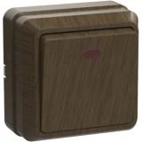 IEK Выключатель 1-клавишный для открытой установки с индикацией ВС20-1-1-ОД 10А ОКТАВА дуб