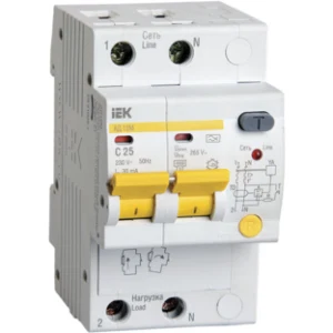 IEK Дифференциальный автоматический выключатель АД12М 2Р С25 30мА - MAD12-2-025-C-030 IEK Дифференциальный автоматический выключатель АД12М 2Р С25 30мА - MAD12-2-025-C-030