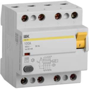 IEK Выключатель дифференциальный (УЗО) ВД1-63 4Р100А 30мА - MDV10-4-100-030 IEK Выключатель дифференциальный (УЗО) ВД1-63 4Р100А 30мА - MDV10-4-100-030